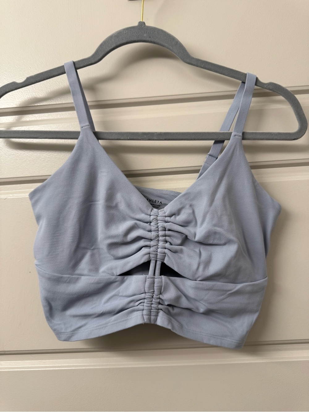 Athleta Pale Blue Ruched Front Sports Bralette